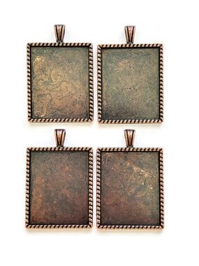 🔥$1 Clearance Red Coppertone Rectangle Frame Cabochon Pendant Tray 30mm (4pc)
